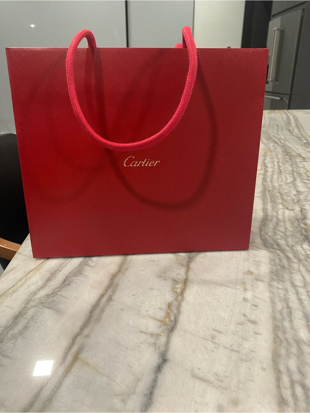 Cartier Red Tote Bag with Gold Logo
